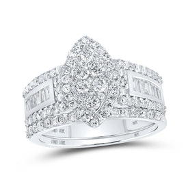 Eternal Brilliance 10kt White Gold Round Diamond Bridal Wedding Ring Band Set - Splendid Jewellery