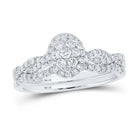 Eternal Brilliance 10kt White Gold Round Diamond Cluster Bridal Wedding Ring Band Set - Splendid Jewellery