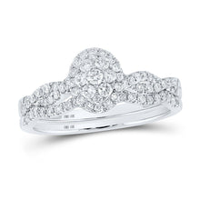 Load image into Gallery viewer, Eternal Brilliance 10kt White Gold Round Diamond Cluster Bridal Wedding Ring Band Set - Splendid Jewellery