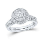 Eternal Brilliance | 10kt White Gold Round Diamond Halo Bridal Wedding Ring Band Set 1 Cttw - Splendid Jewellery