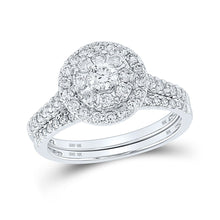 Load image into Gallery viewer, Eternal Brilliance | 10kt White Gold Round Diamond Halo Bridal Wedding Ring Band Set 1 Cttw - Splendid Jewellery