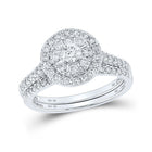 Eternal Brilliance | 10kt White Gold Round Diamond Halo Bridal Wedding Ring Band Set 1 Cttw - Splendid Jewellery