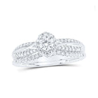 Eternal Brilliance | 10kt White Gold Round Diamond Halo Bridal Wedding Ring Band Set 1/2 Cttw - Splendid Jewellery