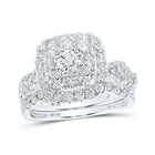 Eternal Brilliance | 10kt White Gold Round Diamond Halo Bridal Wedding Ring Band Set 2 Cttw | Splendid Jewellery - Splendid Jewellery