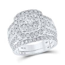 Load image into Gallery viewer, Eternal Brilliance | 10kt White Gold Round Diamond Halo Bridal Wedding Ring Band Set 3 Cttw - Splendid Jewellery
