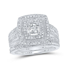 Load image into Gallery viewer, Eternal Brilliance 10kt White Gold Round Diamond Halo Bridal Wedding Ring Band Set - Splendid Jewellery