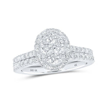 Load image into Gallery viewer, Eternal Brilliance: 10kt White Gold Round Diamond Halo Bridal Wedding Ring Band Set - Splendid Jewellery