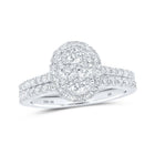 Eternal Brilliance: 10kt White Gold Round Diamond Halo Bridal Wedding Ring Band Set - Splendid Jewellery