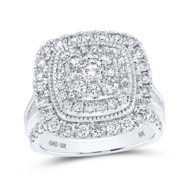 Eternal Brilliance | 10kt White Gold Round Diamond Halo Square Bridal Wedding Engagement Ring - Splendid Jewellery