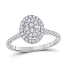 Eternal Brilliance: 10kt White Gold Round Diamond Oval Bridal Wedding Engagement Ring 1/2 Cttw - Splendid Jewellery