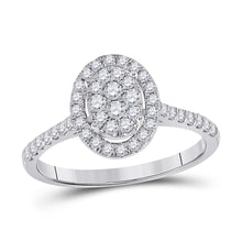 Load image into Gallery viewer, Eternal Brilliance: 10kt White Gold Round Diamond Oval Bridal Wedding Engagement Ring 1/2 Cttw - Splendid Jewellery