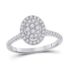 Eternal Brilliance: 10kt White Gold Round Diamond Oval Bridal Wedding Engagement Ring 1/2 Cttw - Splendid Jewellery