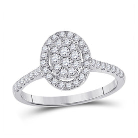 Eternal Brilliance: 10kt White Gold Round Diamond Oval Bridal Wedding Engagement Ring 1/2 Cttw - Splendid Jewellery