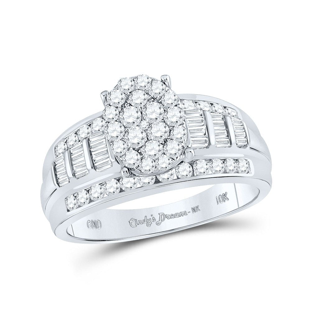 Eternal Brilliance: 10kt White Gold Round Diamond Oval Bridal Wedding Engagement Ring - Splendid Jewellery