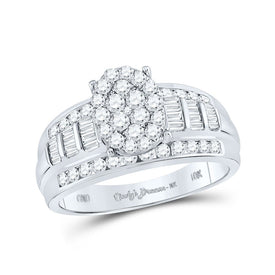 Eternal Brilliance: 10kt White Gold Round Diamond Oval Bridal Wedding Engagement Ring - Splendid Jewellery