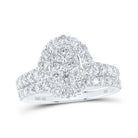 Eternal Brilliance | 10kt White Gold Round Diamond Oval Bridal Wedding Ring Band Set 1 - 5/8 Cttw - Splendid Jewellery