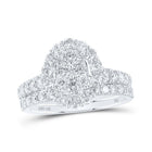 Eternal Brilliance | 10kt White Gold Round Diamond Oval Bridal Wedding Ring Band Set 1 - 5/8 Cttw - Splendid Jewellery