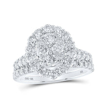 Load image into Gallery viewer, Eternal Brilliance 10kt White Gold Round Diamond Oval Bridal Wedding Ring Band Set - Splendid Jewellery