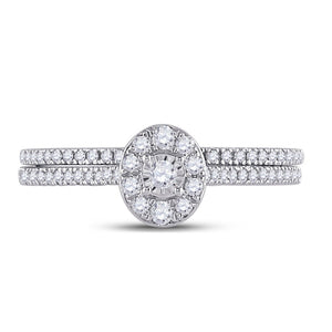 Eternal Brilliance 10kt White Gold Round Diamond Oval Bridal Wedding Ring Band Set - Splendid Jewellery