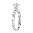 Eternal Brilliance 10kt White Gold Round Diamond Oval Bridal Wedding Ring Band Set - Splendid Jewellery