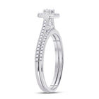 Eternal Brilliance 10kt White Gold Round Diamond Oval Bridal Wedding Ring Band Set - Splendid Jewellery