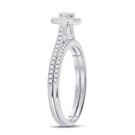 Eternal Brilliance 10kt White Gold Round Diamond Oval Bridal Wedding Ring Band Set - Alternate view 1 from Splendid Jewellery