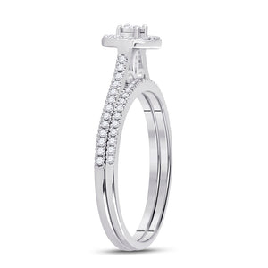 Eternal Brilliance 10kt White Gold Round Diamond Oval Bridal Wedding Ring Band Set - Splendid Jewellery