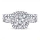 Eternal Brilliance: 10kt White Gold Round Diamond Square Halo Bridal Wedding Ring Band Set - Splendid Jewellery