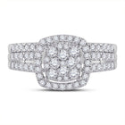 Eternal Brilliance: 10kt White Gold Round Diamond Square Halo Bridal Wedding Ring Band Set - Splendid Jewellery