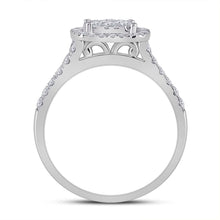 Load image into Gallery viewer, Eternal Brilliance: 10kt White Gold Round Diamond Square Halo Bridal Wedding Ring Band Set - Alternate view 2 from Splendid Jewellery