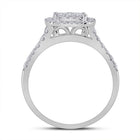 Eternal Brilliance: 10kt White Gold Round Diamond Square Halo Bridal Wedding Ring Band Set - Splendid Jewellery