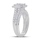 Eternal Brilliance: 10kt White Gold Round Diamond Square Halo Bridal Wedding Ring Band Set - Alternate view 3 from Splendid Jewellery