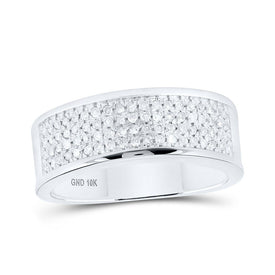 Eternal Brilliance 10kt White Gold Round Diamond Wedding Pave Band Ring 1/4 Cttw - Splendid Jewellery