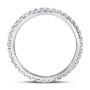 Eternal Brilliance: 10kt White Gold Womens Round Diamond Eternity Wedding Band 1/2 Cttw - Splendid Jewellery