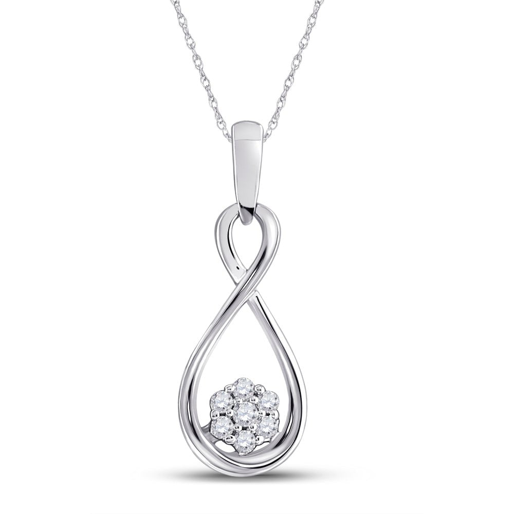 Eternal Brilliance: 10kt White Gold Womens Round Diamond Infinity Cluster Pendant - Splendid Jewellery