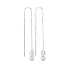 Eternal Brilliance: 10kt White Gold Womens Round Diamond Infinity Threader Earrings  Top View from Splendid Jewellery
