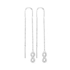 Eternal Brilliance: 10kt White Gold Womens Round Diamond Infinity Threader Earrings - Splendid Jewellery