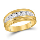 Eternal Brilliance: 10kt Yellow Gold Mens Round Diamond Wedding Channel - Set Band Ring 3/4 Cttw - Splendid Jewellery