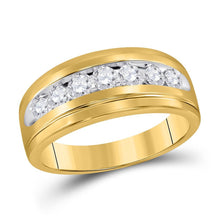 Load image into Gallery viewer, Eternal Brilliance: 10kt Yellow Gold Mens Round Diamond Wedding Channel - Set Band Ring 3/4 Cttw - Splendid Jewellery