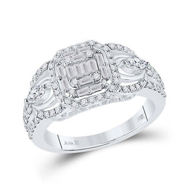 Eternal Brilliance | 14kt White Gold Baguette Diamond Square Bridal Wedding Engagement Ring 3/4 Cttw - Splendid Jewellery