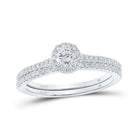 Eternal Brilliance: 14kt White Gold Diamond Halo Bridal Wedding Ring Band Set - Splendid Jewellery