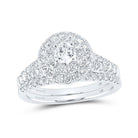 Eternal Brilliance 14kt White Gold Diamond Halo Bridal Wedding Ring Band Set - Splendid Jewellery