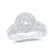 Load image into Gallery viewer, Eternal Brilliance 14kt White Gold Diamond Halo Bridal Wedding Ring Band Set - Splendid Jewellery