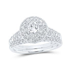 Eternal Brilliance 14kt White Gold Diamond Halo Bridal Wedding Ring Band Set - Splendid Jewellery