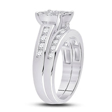 Load image into Gallery viewer, Eternal Brilliance 14kt White Gold Halo Diamond Wedding Ring Band Set - Second Side View