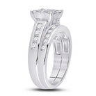 Eternal Brilliance 14kt White Gold Halo Diamond Wedding Ring Band Set - Splendid Jewellery