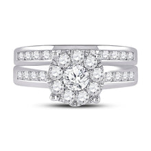 Load image into Gallery viewer, Eternal Brilliance 14kt White Gold Halo Diamond Wedding Ring Band Set - Splendid Jewellery