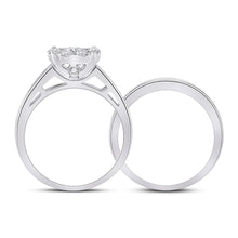Load image into Gallery viewer, Eternal Brilliance 14kt White Gold Halo Diamond Wedding Ring Band Set - Splendid Jewellery