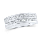Eternal Brilliance: 14kt White Gold Men's Double Row Diamond Wedding Band Ring - Splendid Jewellery
