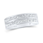 Eternal Brilliance: 14kt White Gold Men's Double Row Diamond Wedding Band Ring - Splendid Jewellery